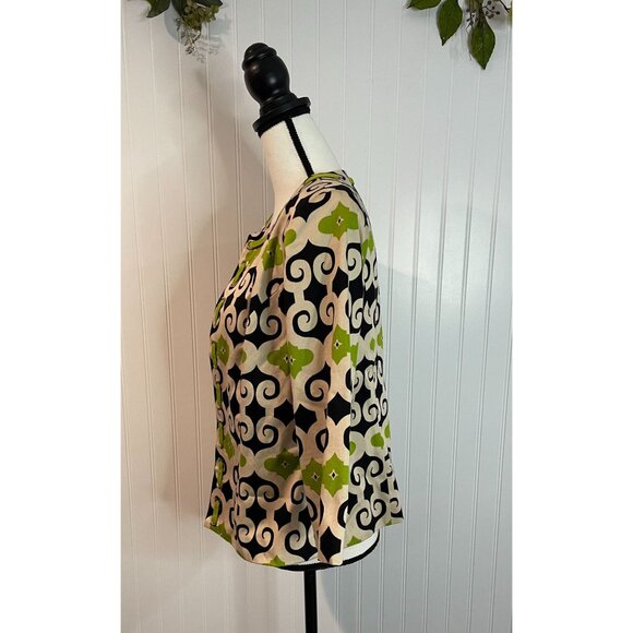 David Brooks Blazer Womens Size M Beige Green Black Geometric Pattern - Picture 2 of 16